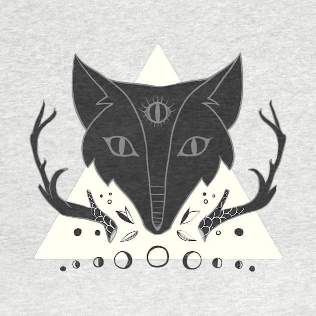Fox, Antlers, Third Eye, And Moon Phases by cellsdividing